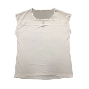 Danskin Dri More T Shirt Women's M White Athletic White Loose Fit Sheer